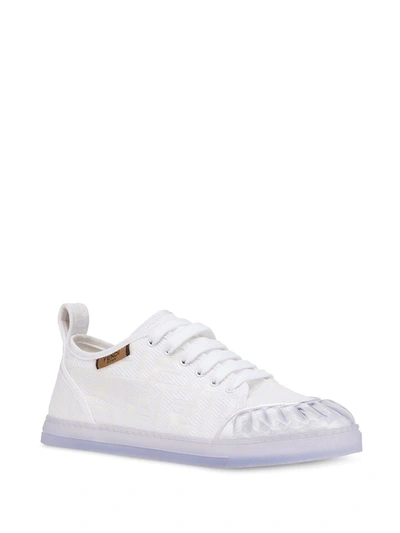 Shop Fendi Jacquard Ff Motif Sneakers In White