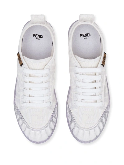 Shop Fendi Jacquard Ff Motif Sneakers In White