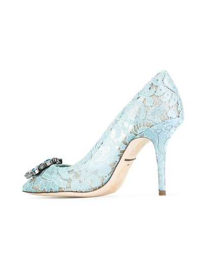 Dolce & Gabbana 90mm Rainbow Lace Brooch-detail Pumps In Blue