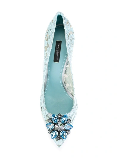 Shop Dolce & Gabbana Taormina-lace Crystal-embellished Pumps In Blue