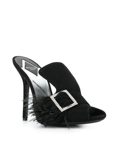 Shop Aperlai Bejewelled Buckle Sandals In Black