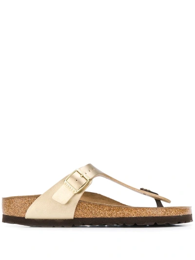 Shop Birkenstock Gizeh Slip-on Sandals In Gold