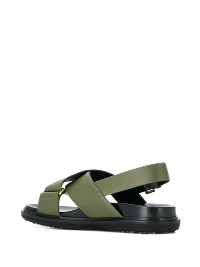 Shop Marni Fussbett Flat Sandals In Green