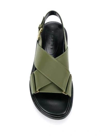 Shop Marni Fussbett Flat Sandals In Green