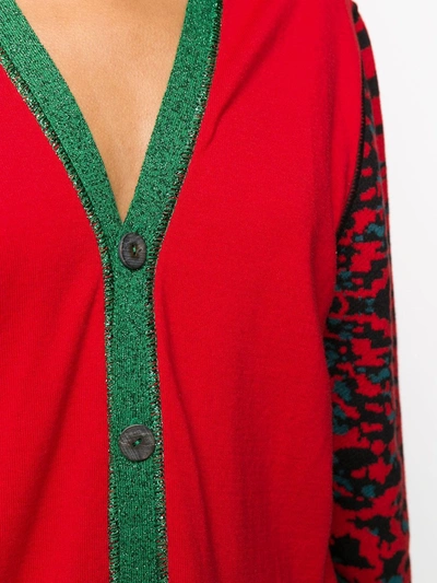 Shop Pierre-louis Mascia Leopard-print Contrast Cardigan In Red