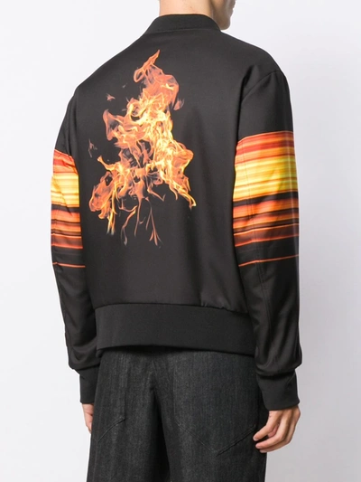 Shop Neil Barrett Flame Print Bomber Jacket In Black