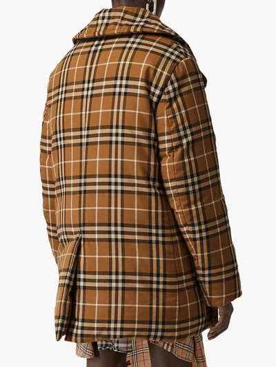 Shop Burberry Horseferry Print Vintage Check Peacoat In Brown