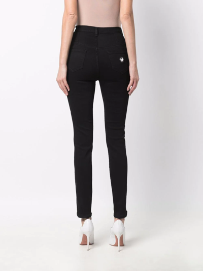 Philipp Plein Logo-embellished High-waisted Skinny Jeans In Schwarz