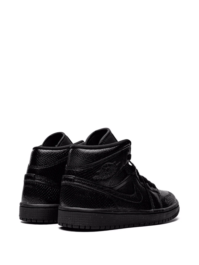 Shop Jordan Air  1 Mid "black Snakeskin" Sneakers