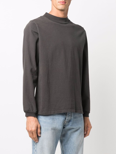 Shop Les Tien Long-sleeved Mock-neck Sweatshirt In Black