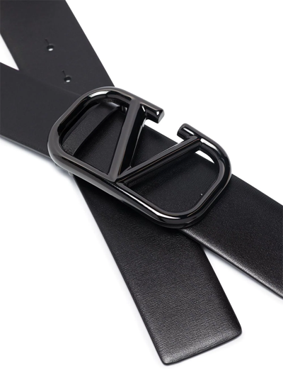 Shop Valentino Vlogo Leather Buckle Belt In Schwarz