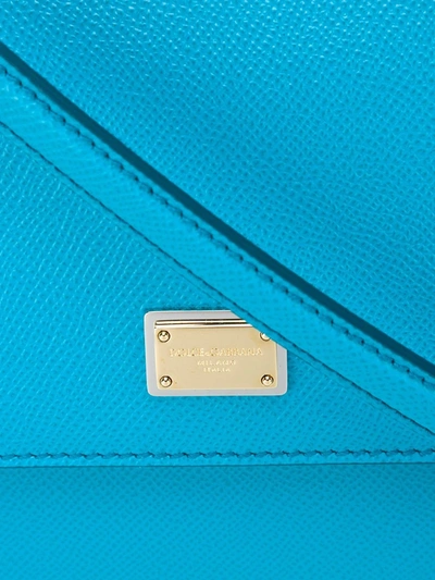 Shop Dolce & Gabbana Medium Sicily Leather Top-handle Bag In Blue