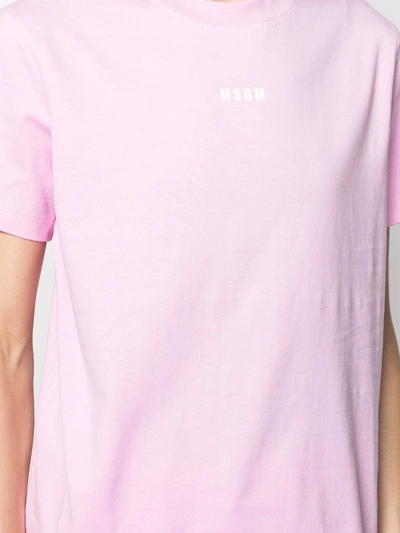 Shop Msgm Micro-logo Crew Neck T-shirt In Pink