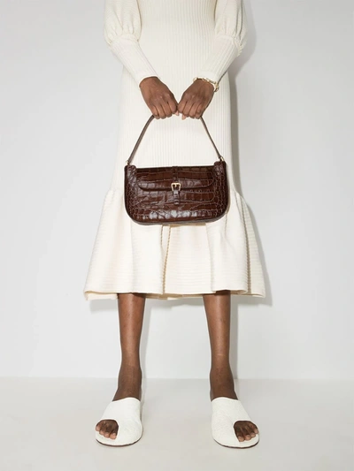 Shop By Far Miranda Croc-effect Shoulder Bag In Brown