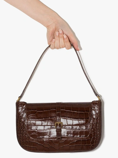 Shop By Far Miranda Croc-effect Shoulder Bag In Brown