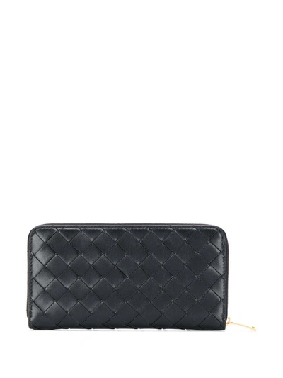 Shop Bottega Veneta Intrecciato Weave Continental Wallet In Black