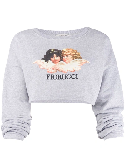 Shop Fiorucci Vintage Angels Cropped Sweatshirt In Grey