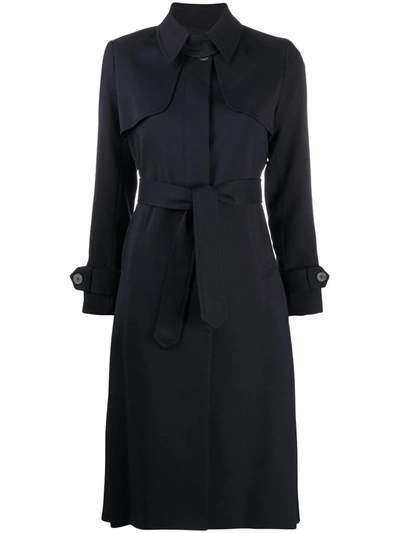 Shop Sandro Belted Trench Coat In Blue