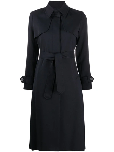 Sandro Trench Coat With Pleated Inset In Blue