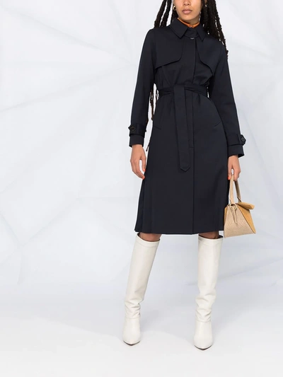 Sandro Trench Coat With Pleated Inset In Blue