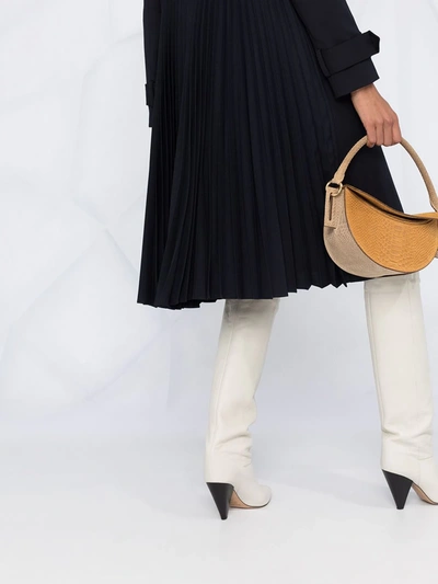 Sandro Trench Coat With Pleated Inset In Blue