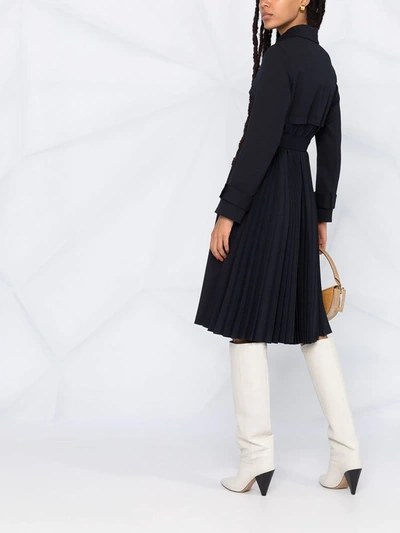 Sandro Trench Coat With Pleated Inset In Blue