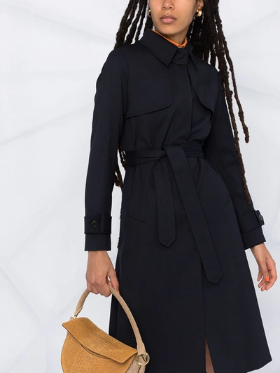 Shop Sandro Belted Trench Coat In Blue
