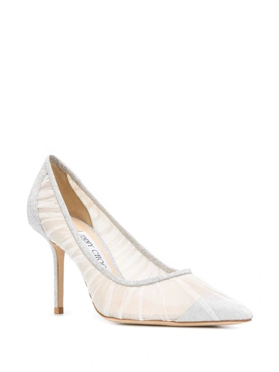 Jimmy Choo Silver Love 85 Leather Pumps In White