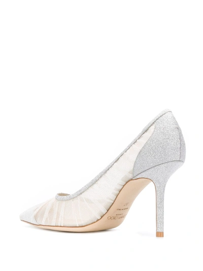 Jimmy Choo Silver Love 85 Leather Pumps In White