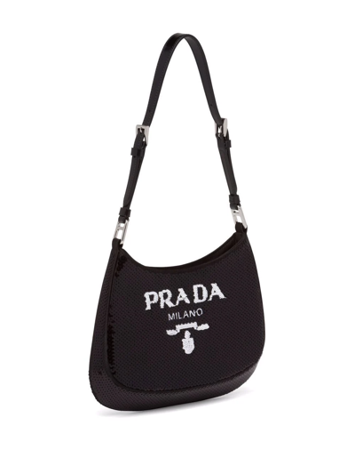 Shop Prada Cleo Sequinned Shoulder Bag In Black