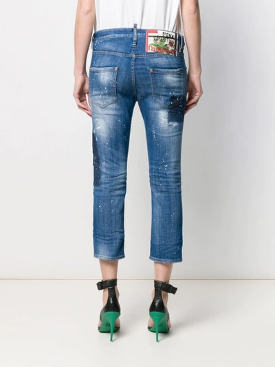 Shop Dsquared2 Distressed Cropped Jeans In Blue