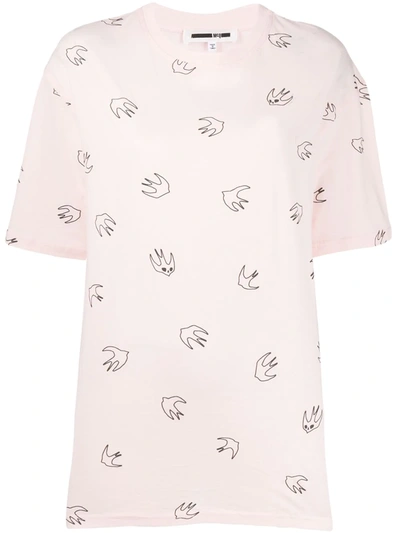 Shop Mcq By Alexander Mcqueen Swallow Swarm Print T-shirt In Pink