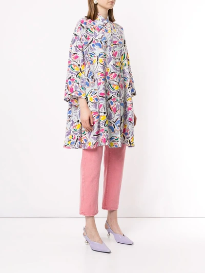 Pre-owned Fendi Silk Butterfly Print Shirt Dress In Multicolour