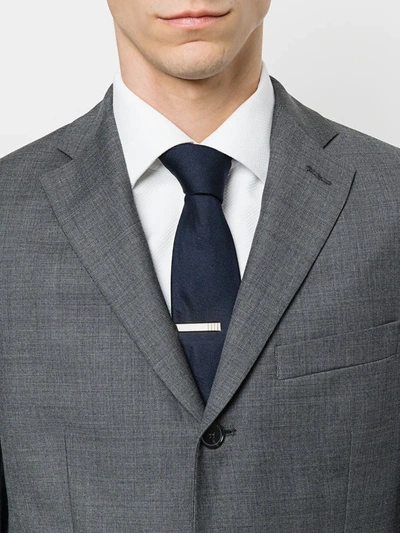 Shop Thom Browne 4-bar Silver Long Tie Bar In Metallic