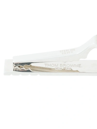 Shop Thom Browne 4-bar Silver Long Tie Bar In Metallic
