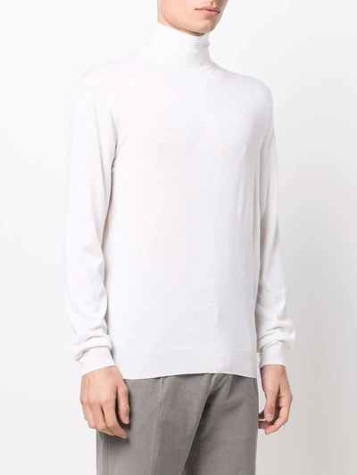 Dell'oglio Fine Knit Roll Neck Jumper In White