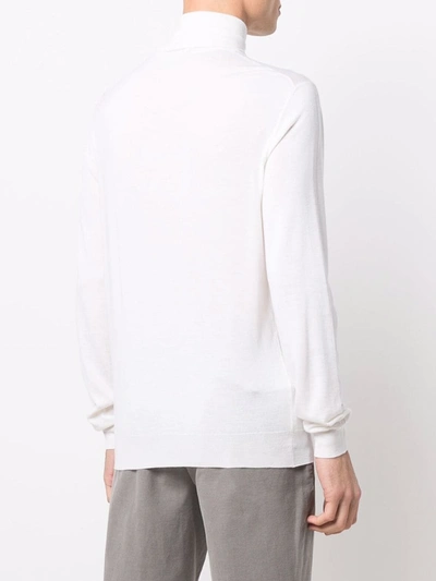 Dell'oglio Fine Knit Roll Neck Jumper In White