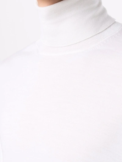 Dell'oglio Fine Knit Roll Neck Jumper In White