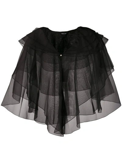 Shop Giorgio Armani Layered Poncho Jacket In Black