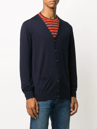 Shop Dsquared2 Logo Embroidered Cardigan In Blue