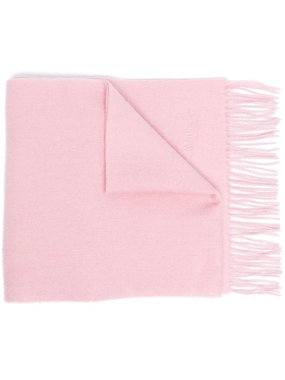 Shop Mulberry Embroidered Logo Scarf In Pink