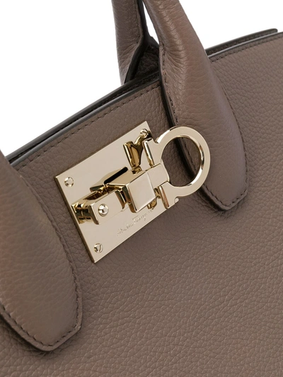 Shop Ferragamo Studio Tote Bag In Grey