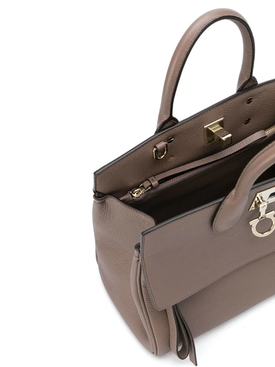 Ferragamo Studio Tote Bag In Grey