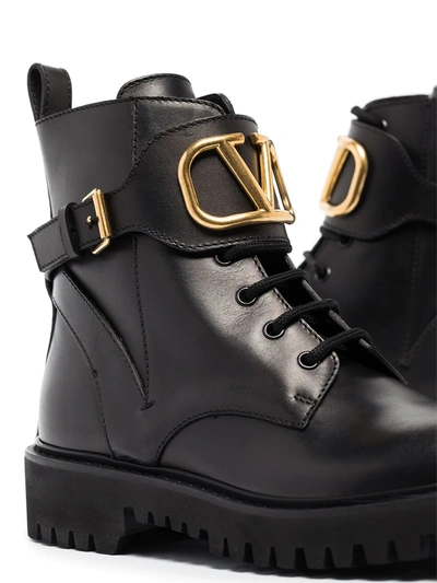 Shop Valentino Vlogo Signature 35mm Leather Boots In Black
