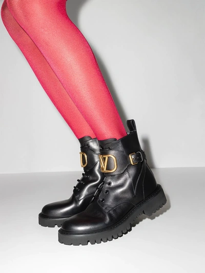 Shop Valentino Vlogo Signature 35mm Leather Boots In Black