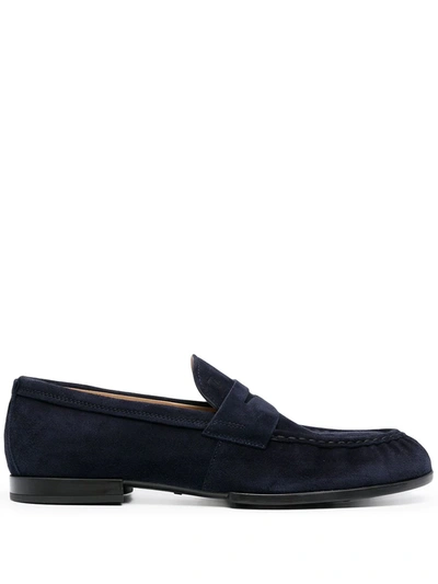 Shop Tod's Penny Bar Loafers In Blue