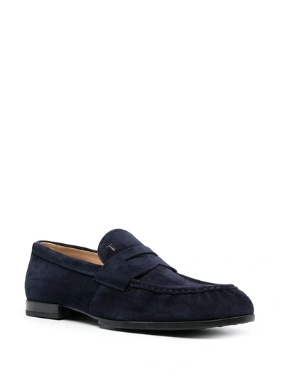 Tod's Penny Bar Loafers In Blue