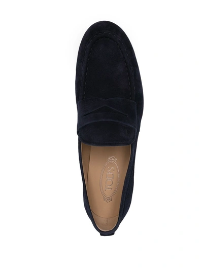 Shop Tod's Penny Bar Loafers In Blue