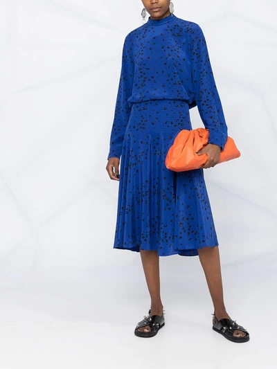 Shop Kenzo Leopard Print Mid-length Dress In Blue
