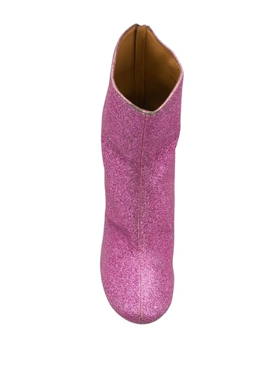Shop Maison Margiela Crushed Heel Glitter Ankle Boots In Pink